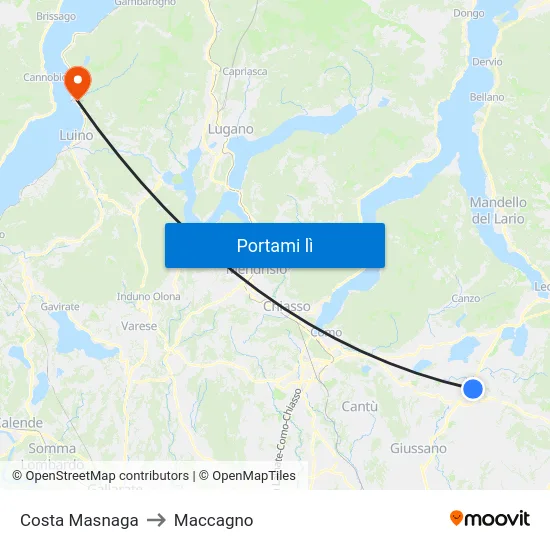 Costa Masnaga to Maccagno map