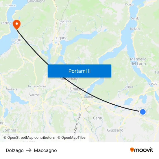 Dolzago to Maccagno map
