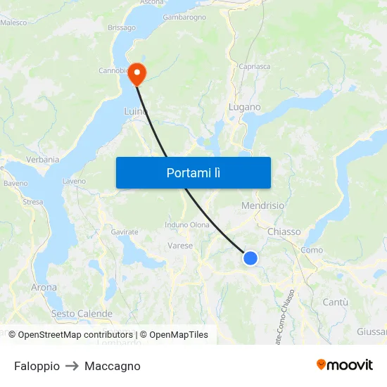 Faloppio to Maccagno map
