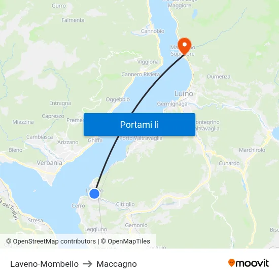 Laveno-Mombello to Maccagno map