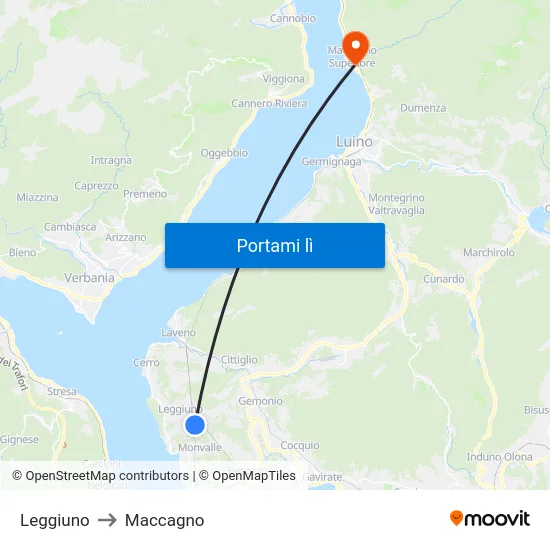 Leggiuno to Maccagno map