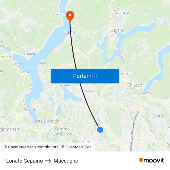 Lonate Ceppino to Maccagno map