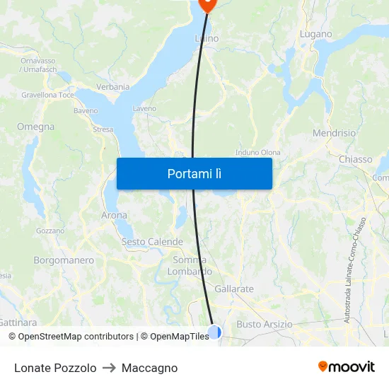 Lonate Pozzolo to Maccagno map