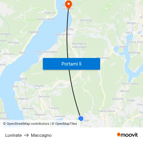 Luvinate to Maccagno map