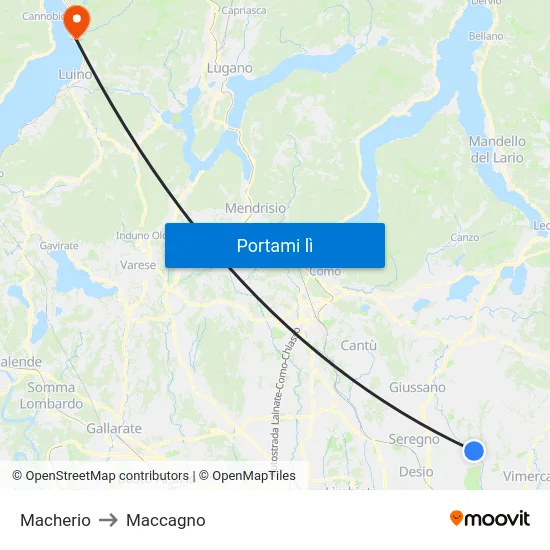 Macherio to Maccagno map