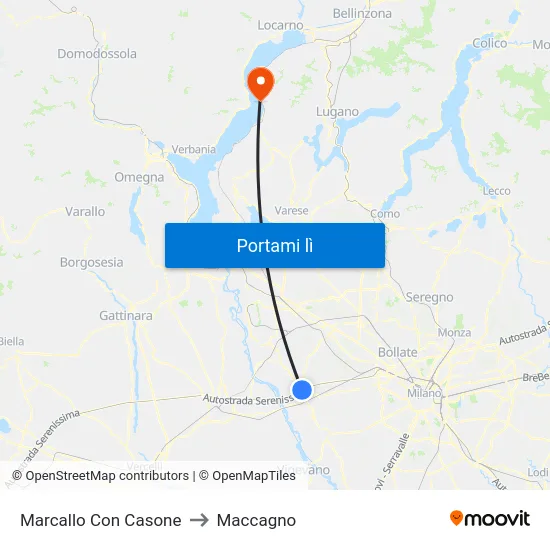 Marcallo Con Casone to Maccagno map