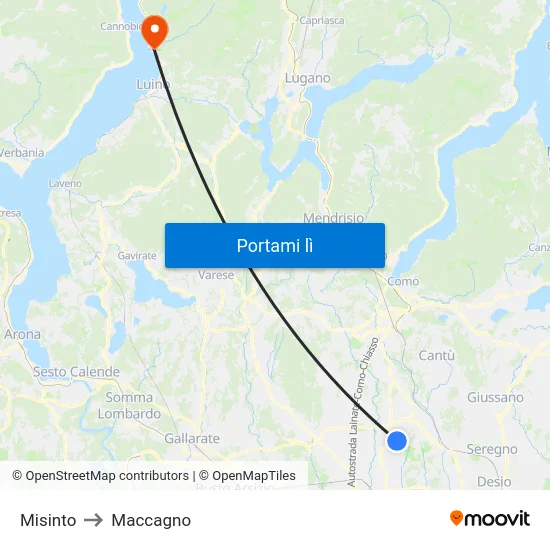 Misinto to Maccagno map
