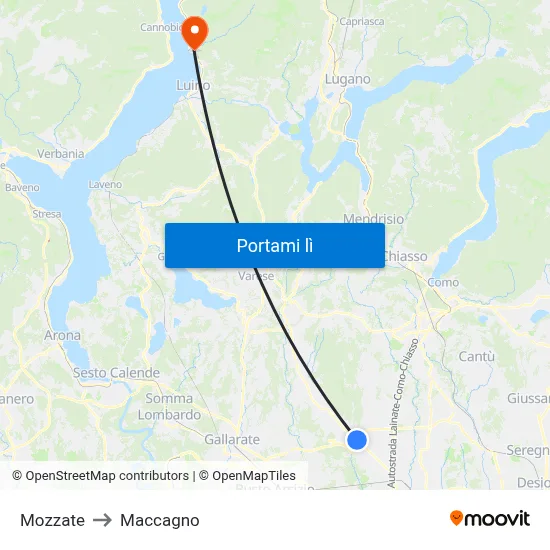 Mozzate to Maccagno map