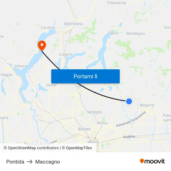 Pontida to Maccagno map
