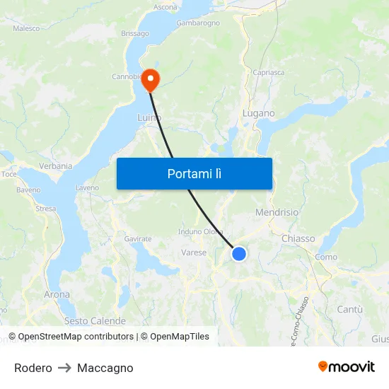Rodero to Maccagno map
