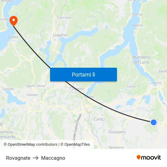 Rovagnate to Maccagno map
