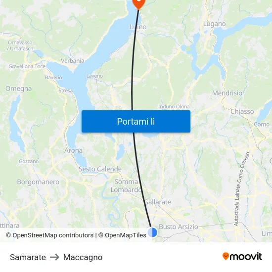Samarate to Maccagno map