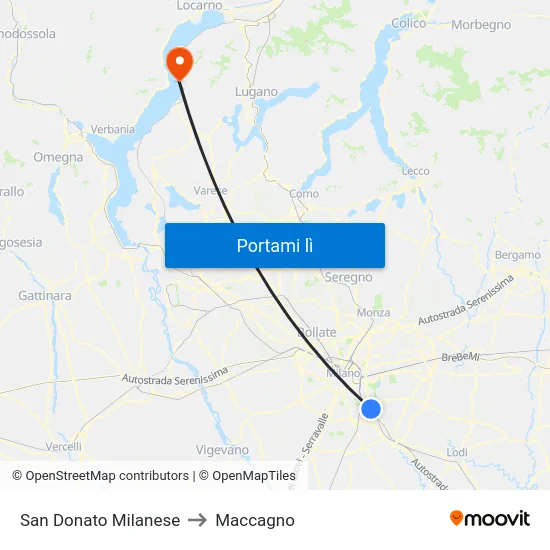 San Donato Milanese to Maccagno map