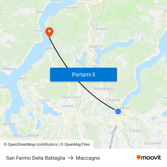 San Fermo Della Battaglia to Maccagno map