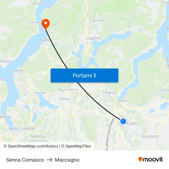 Senna Comasco to Maccagno map