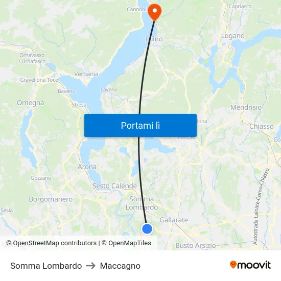 Somma Lombardo to Maccagno map