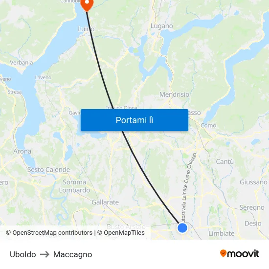 Uboldo to Maccagno map