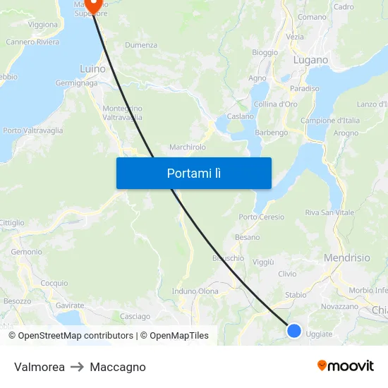 Valmorea to Maccagno map