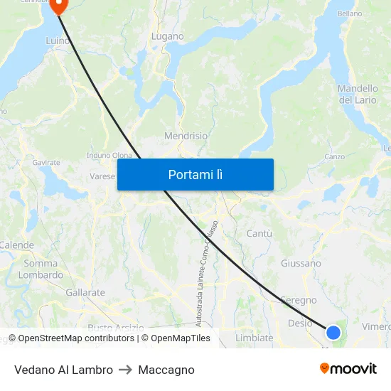 Vedano Al Lambro to Maccagno map