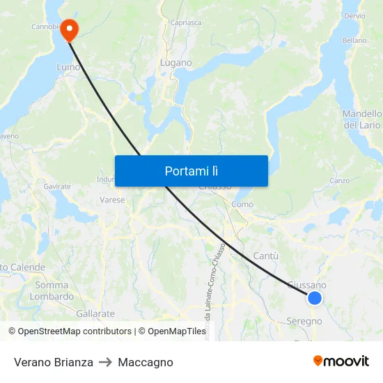 Verano Brianza to Maccagno map