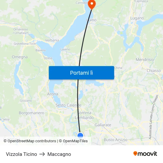 Vizzola Ticino to Maccagno map