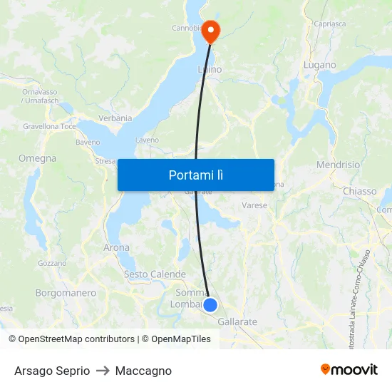 Arsago Seprio to Maccagno map