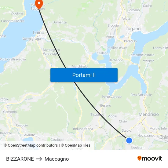BIZZARONE to Maccagno map