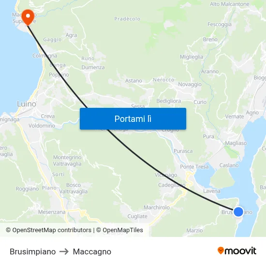 Brusimpiano to Maccagno map