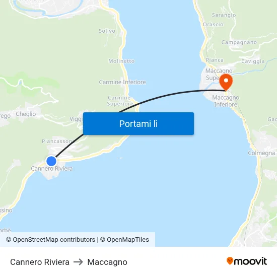 Cannero Riviera to Maccagno map