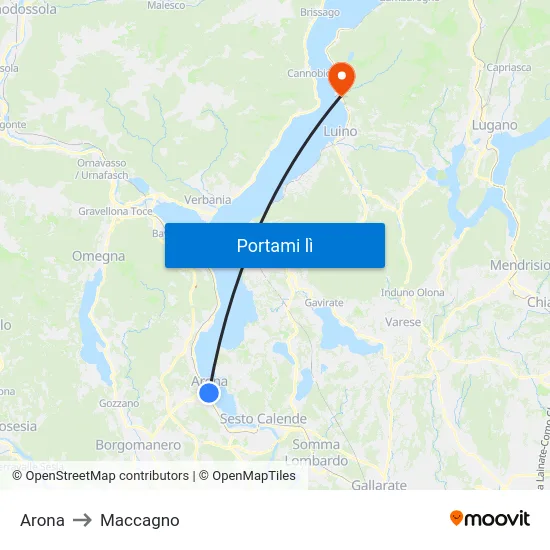 Arona to Maccagno map