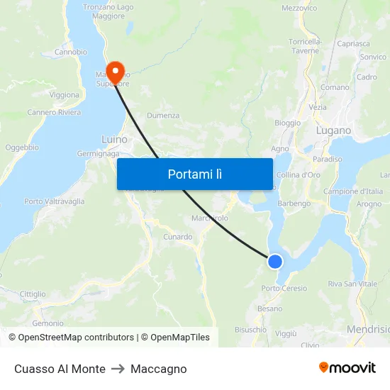 Cuasso Al Monte to Maccagno map
