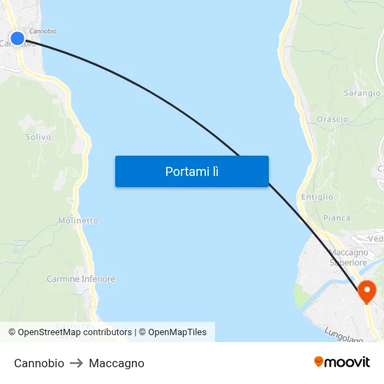 Cannobio to Maccagno map