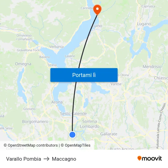 Varallo Pombia to Maccagno map