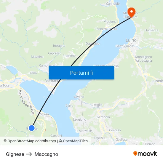 Gignese to Maccagno map