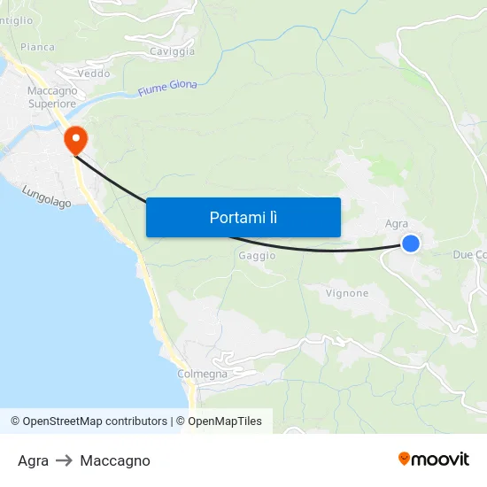 Agra to Maccagno map