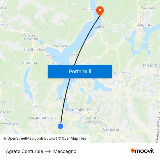 Agrate Conturbia to Maccagno map