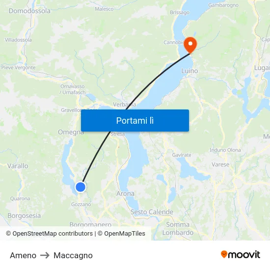 Ameno to Maccagno map