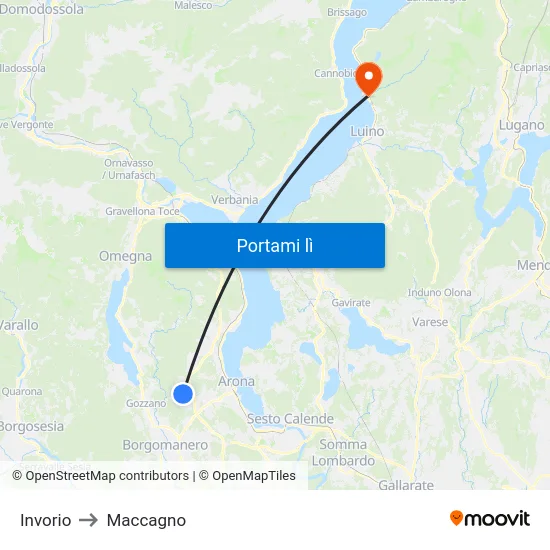 Invorio to Maccagno map