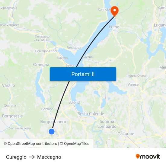 Cureggio to Maccagno map