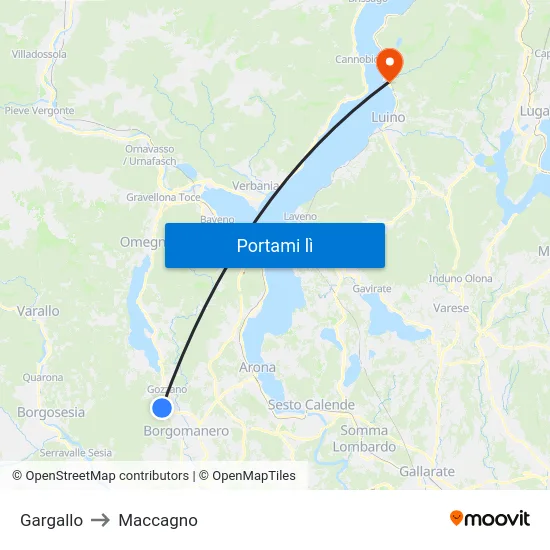 Gargallo to Maccagno map
