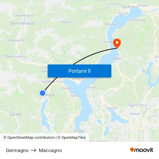 Germagno to Maccagno map