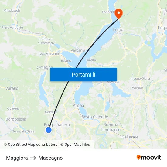 Maggiora to Maccagno map