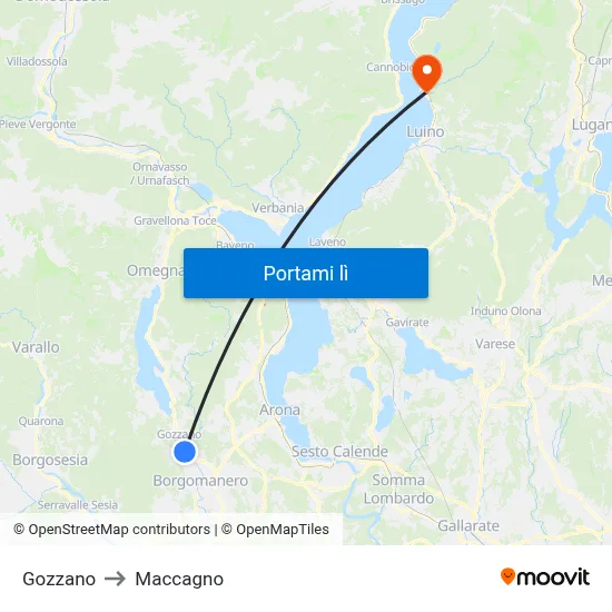 Gozzano to Maccagno map