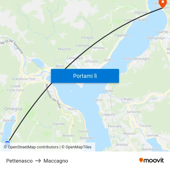 Pettenasco to Maccagno map