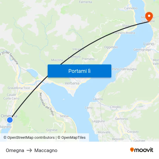 Omegna to Maccagno map
