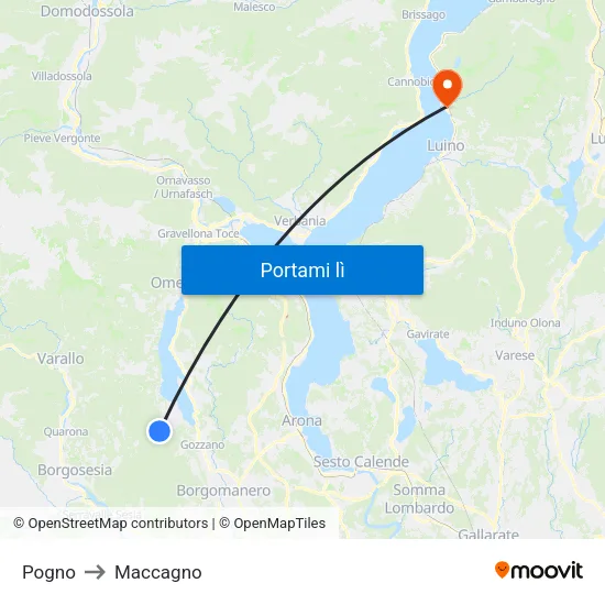 Pogno to Maccagno map