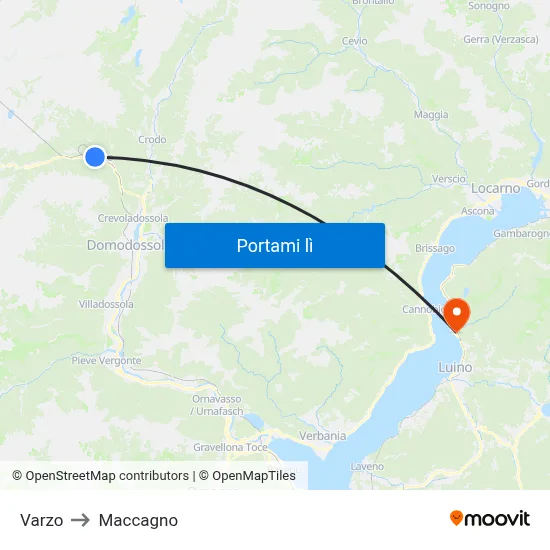 Varzo to Maccagno map