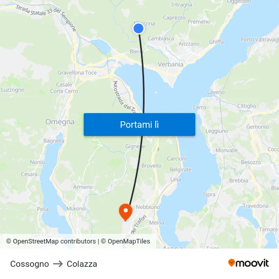 Cossogno to Colazza map