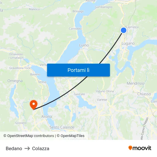 Bedano to Colazza map