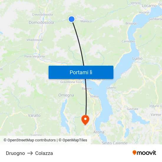 Druogno to Colazza map